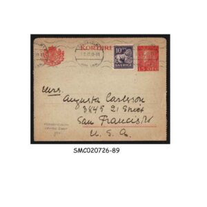Stamps from SWEDEN - 1932 UPRATED POSTCARD to USA