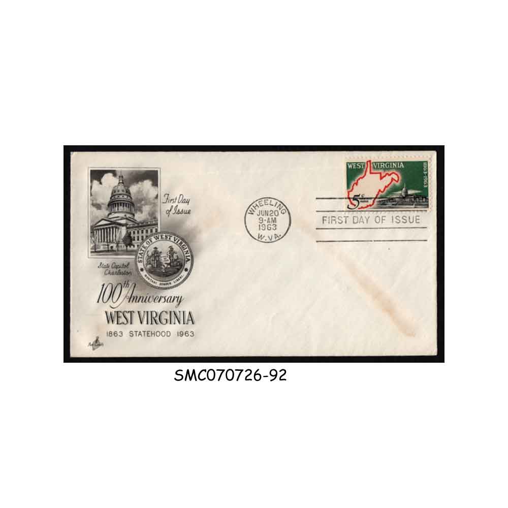 Stamps from UNITED STATES USA - 1963 100th ANNIVERSARY OF WEST VIRGINIA - FDC