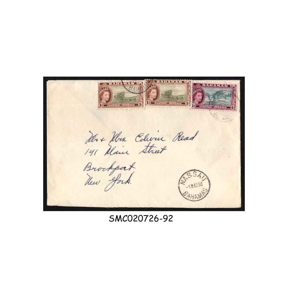 Stamps from BAHAMAS - 1958 ENVELOPE to NEW YORK USA with QEII STAMPS