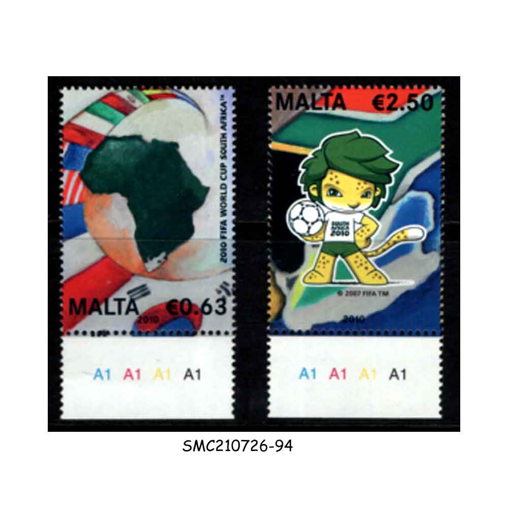 Stamps from MALTA - 2010 FIFA WORLD CUP OF FOOTBALL , SOUTH AFRICA / SOCCER 2V MINT NH