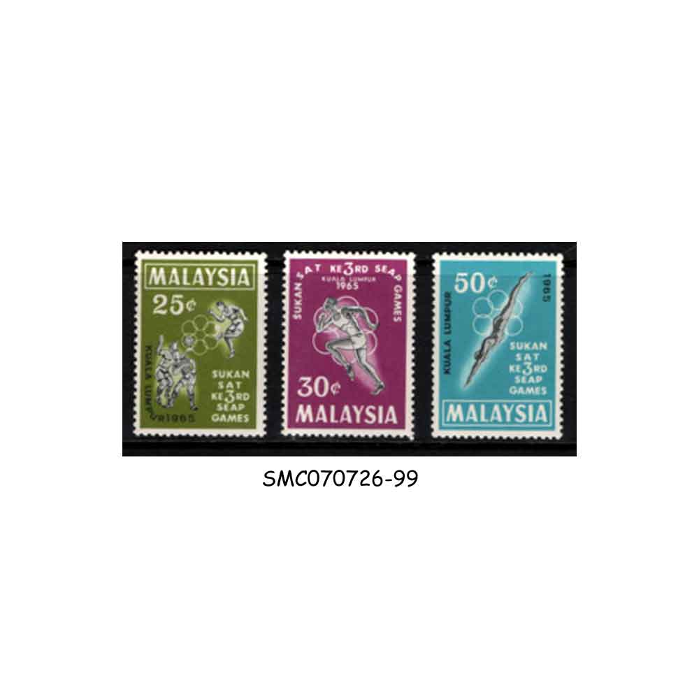 Stamps from MALAYSIA - 1965 SOUTH-EAST ASIAN PENINSULAR GAMES - 3V - MINT HINGED