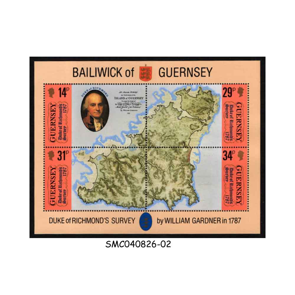 Stamps from BAILIWICK OF GUERNSEY - 1987 DUKE OF RICHMOND'S SURVEY / MAP - MIN. SHEET MINT NH