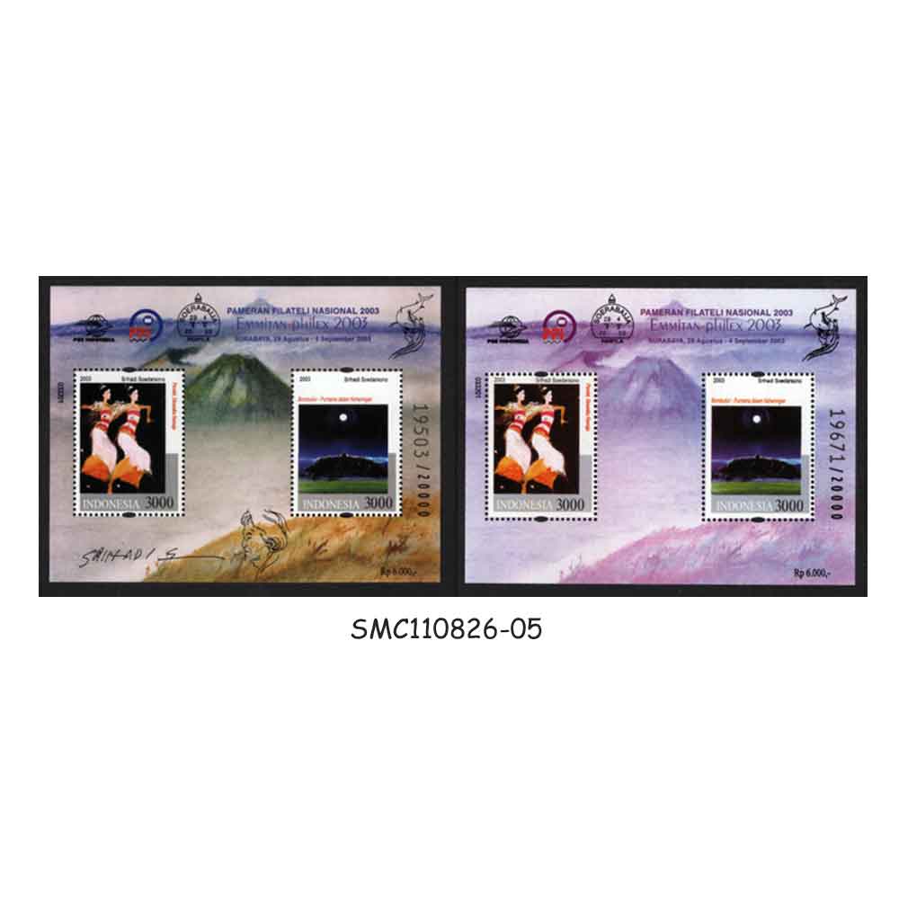 Stamps from INDONESIA - 2003 EMMITAN-PHILEX NATIONAL STAMP EXHIBITION - SET OF 2 MIN. SHEET MINT NH