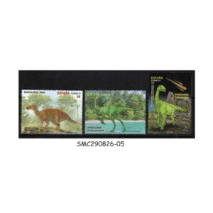 Stamps from SPAIN - 2016 DINOSAURS / REPTILES / PREHISTORIC ANIMALS - 3V - MINT NH