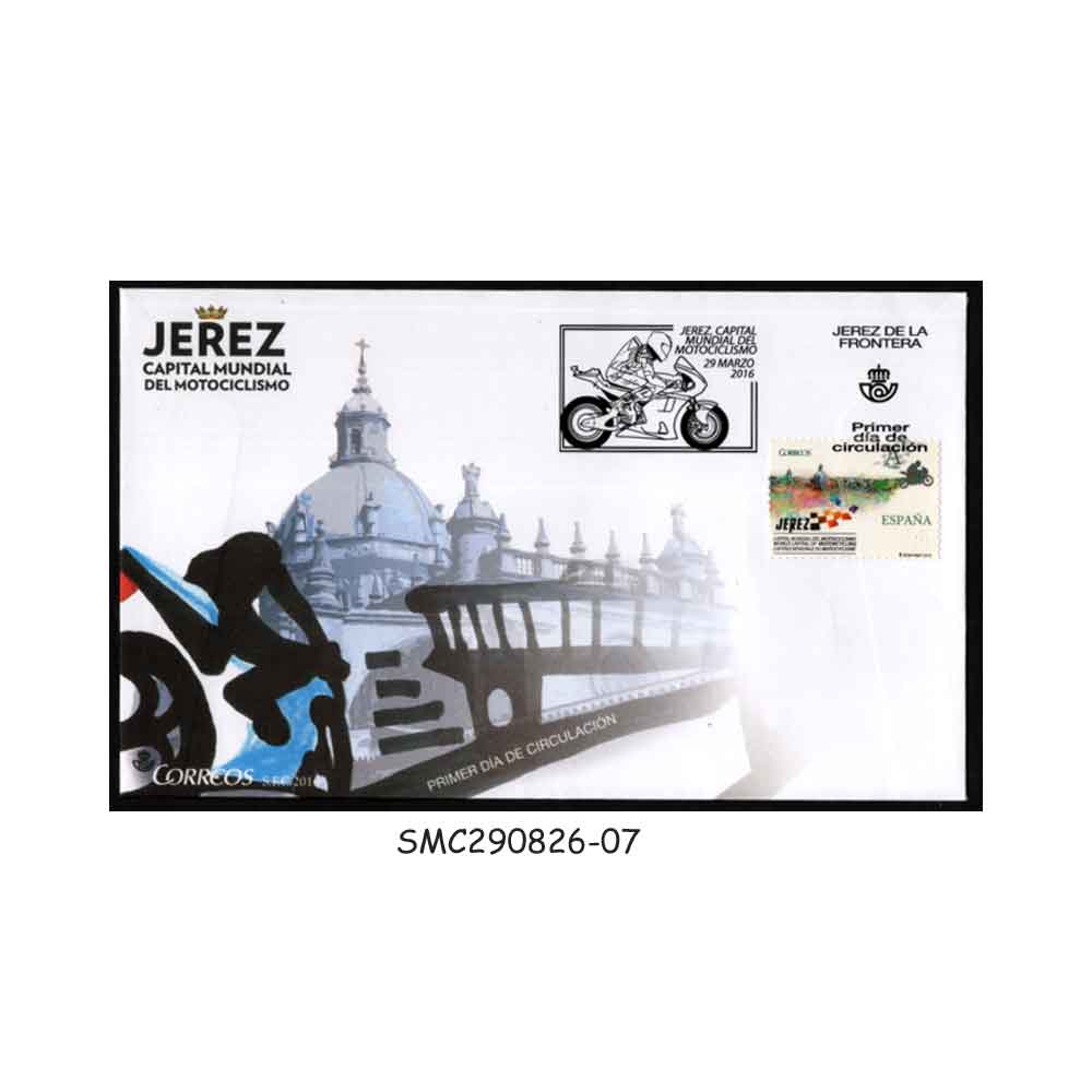 Stamps from SPAIN - 2016 JEREZ WORLD MOTORCYCLING CAPITAL / MOTORCYCLE CYCLING - FDC