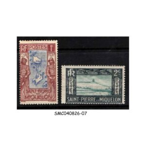 Stamps from ST. PIERRE & MIQUELON - 1932 DEFINITIVE ISSUE SCOTT#136-137 - 2V - MINT HINGED
