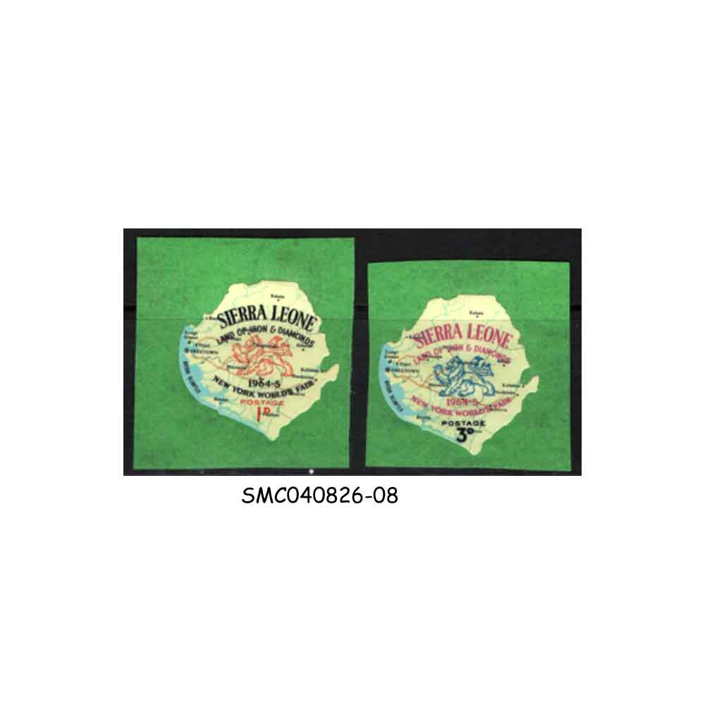 Stamps from SIERRA LEONE - 1964 WORLD'S FAIR, NEW YORK SCOTT#257-259 - 2V MNH SELF-ADHESIVE STAMPS