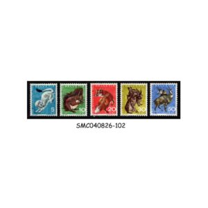 Stamps from SWITZERLAND 1966 PRO JUVENTUTE - ANIMALS - 5V MINT NH