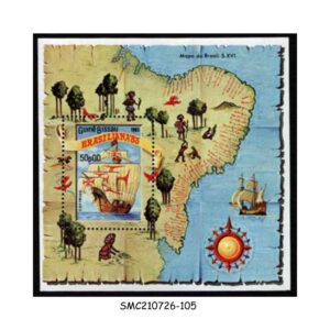 Stamps from GUINEA BISSAU - 1983 BRASILIANA '83 16TH CENTURY MAP - MIN. SHEET MINT NH