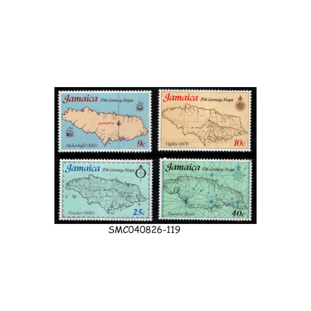 Stamps from JAMAICA - 1977 OLD MAPS - 4V MINT NH