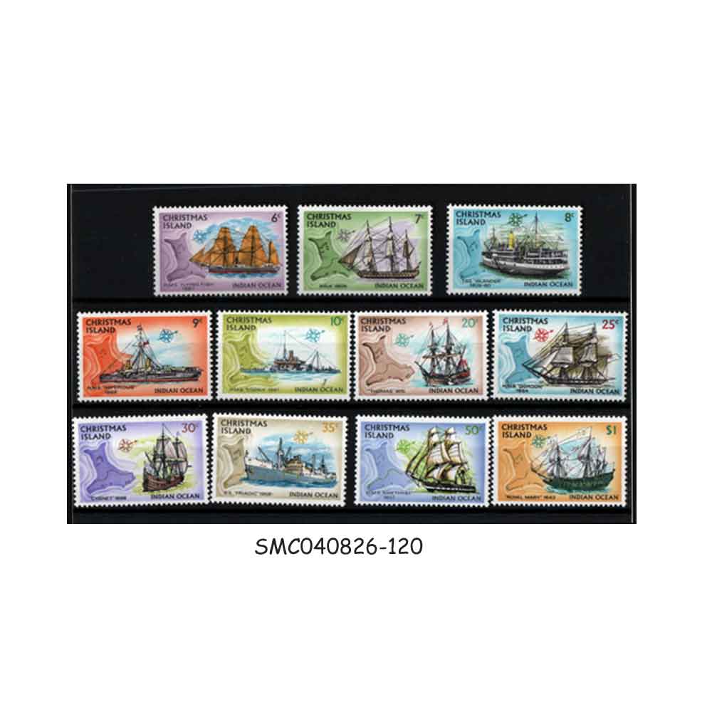 Stamps from CHRISTMAS ISLAND - 1972-73 SHIPS & MAPS - 11V - MINT NH