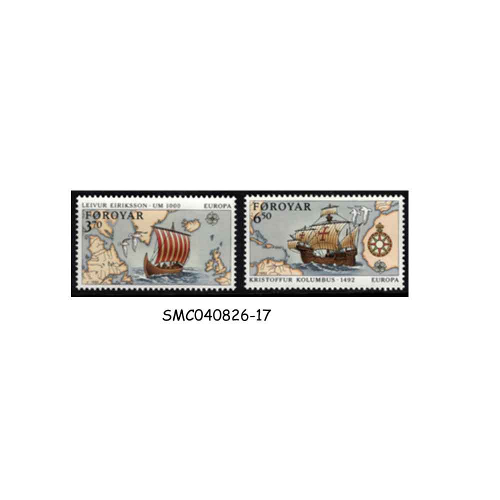Stamps from FAROE ISLANDS - 1992 EUROPA - DISCOVERY OF AMERICA SCOTT#236-237 2V - MINT NH