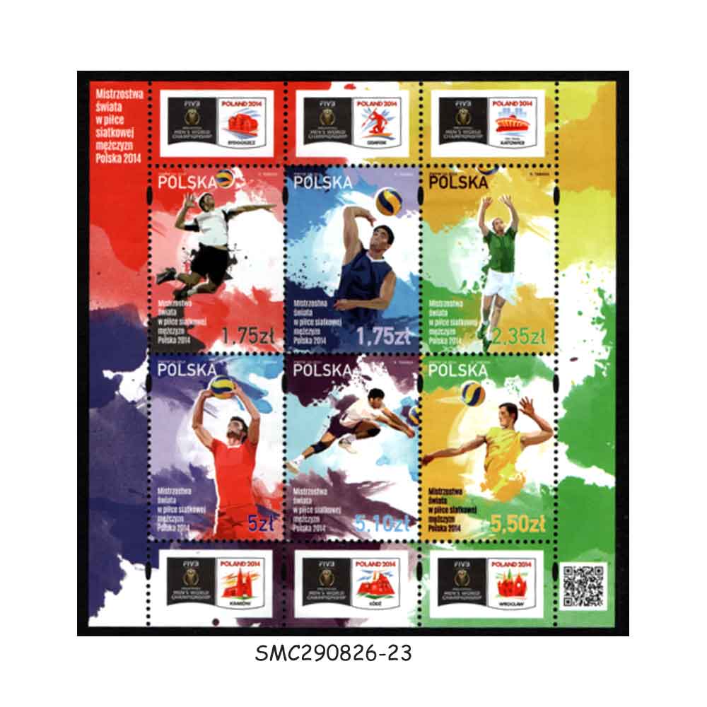 Stamps from POLAND - 2014 MEN'S VOLLEYBALL WORLD CHAMPIONSHIP / SPORTS - MIN. SHEET MINT NH