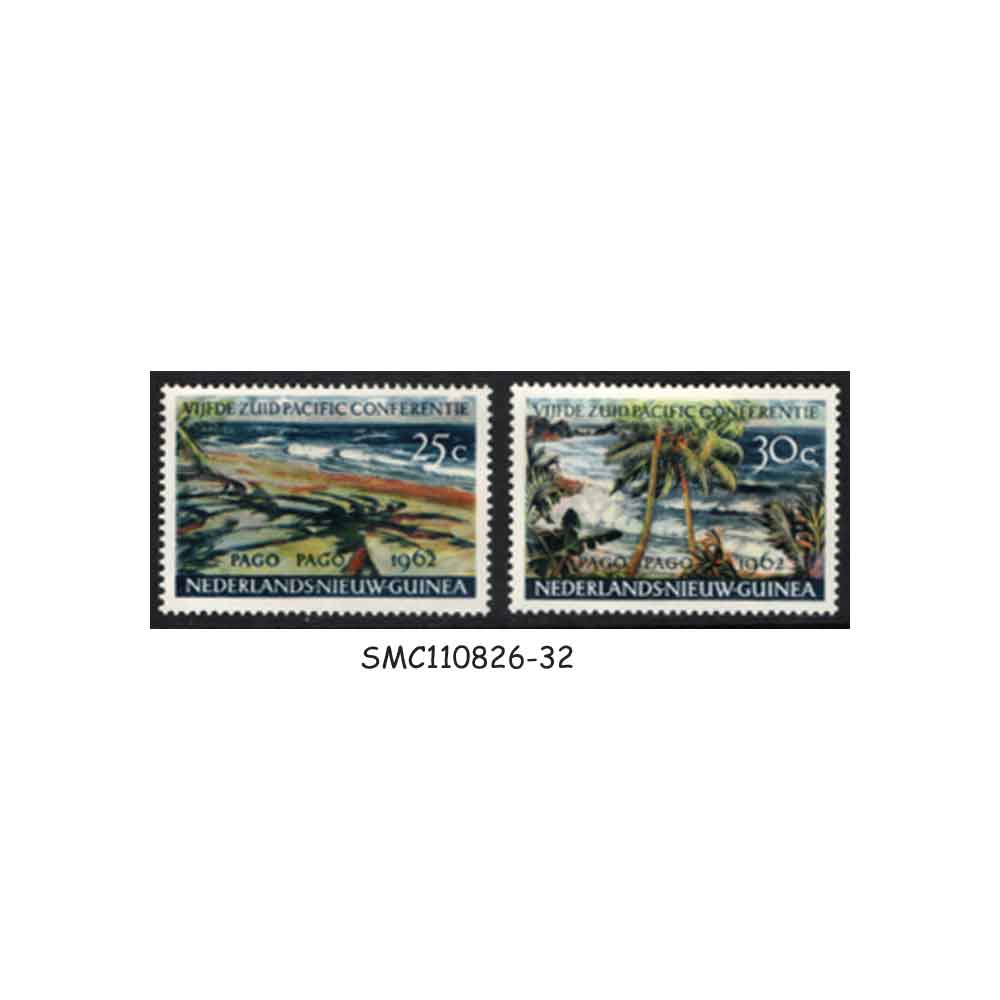 Stamps from NETHERLANDS NEW GUINEA - 1962 5TH ANNIVERSARY OF THE SOUTH PACIFIC CONFERENCE - 2V MINT NH