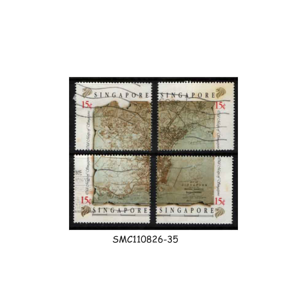 Stamps from SINGAPORE - 1989 OLD MAPS - 4V - USED