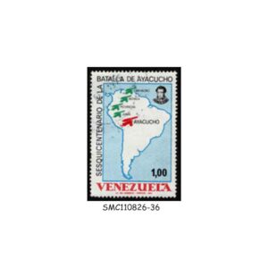 Stamps from VENEZUELA - 1974 150th ANNIV. BATTLE OF AYACUCHO SCOTT#1096 - 1V USED