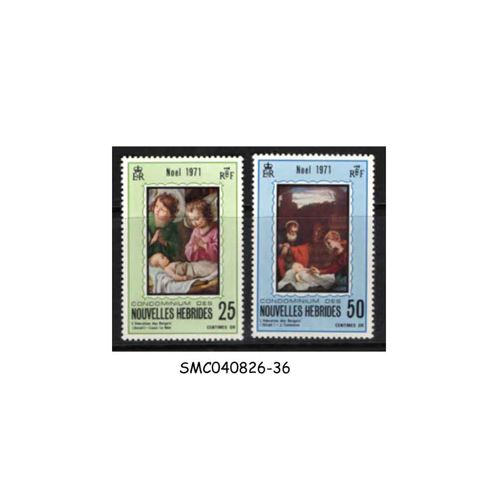 Stamps from FRENCH NEW HEBRIDES - 1971 CHRISTMAS - 2V - MINT NH
