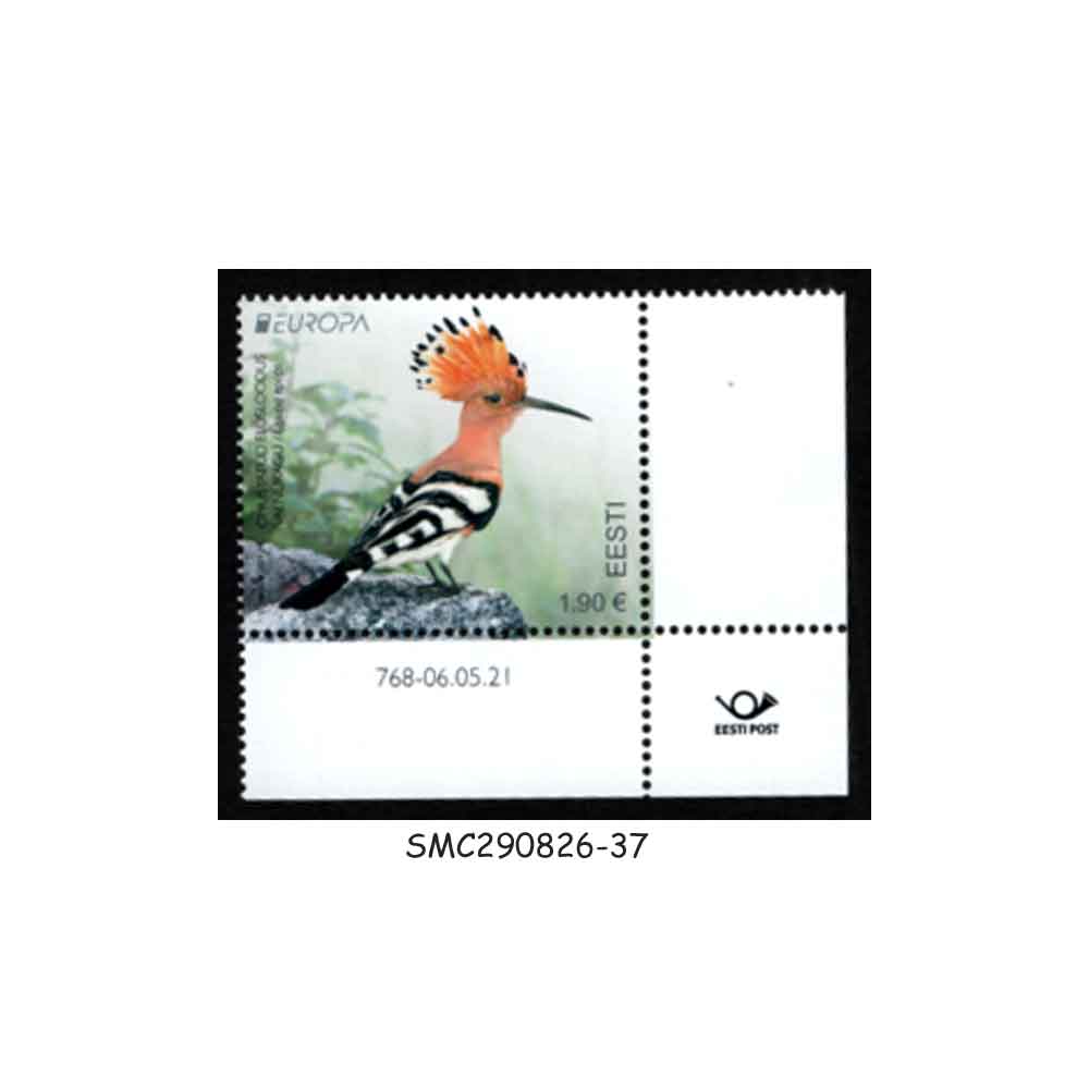 Stamps from ESTONIA - 2021 EUROPA - ENDANGERED WILDLIFE COMMON HOOPOE / BIRDS - 1V MINT NH