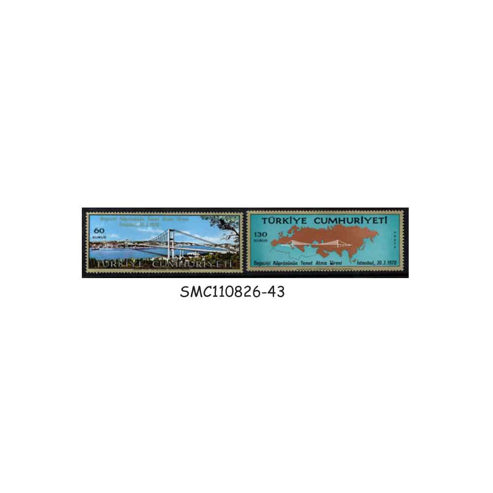 Stamps from TURKEY - 1970 BOSPHORUS BRIDGE - 2V MINT NH