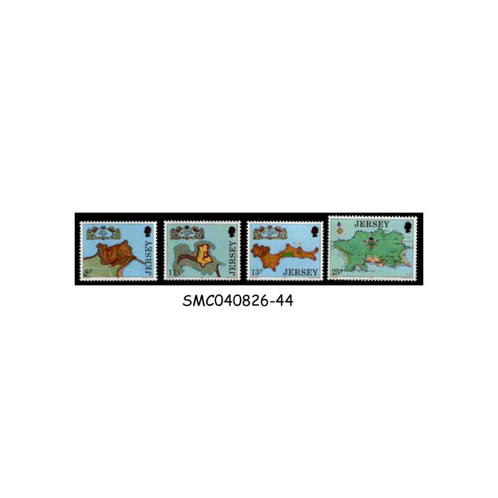 Stamps from JERSEY - 1980 JERSEY FORTRESS / MAP - 4V MINT NH