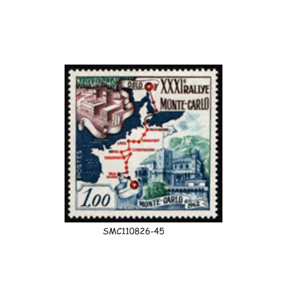 Stamps from MONACO - 1962 RALLYE MONTE CARLO SCOTT#500 - 1V MINT NH