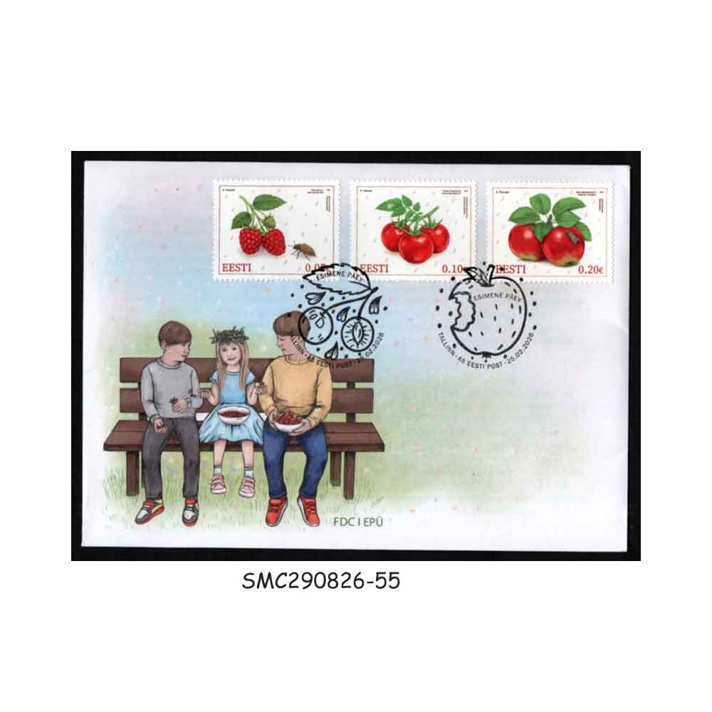 Stamps from ESTONIA - 2026 RED FRUITS & INSECTS - FDC