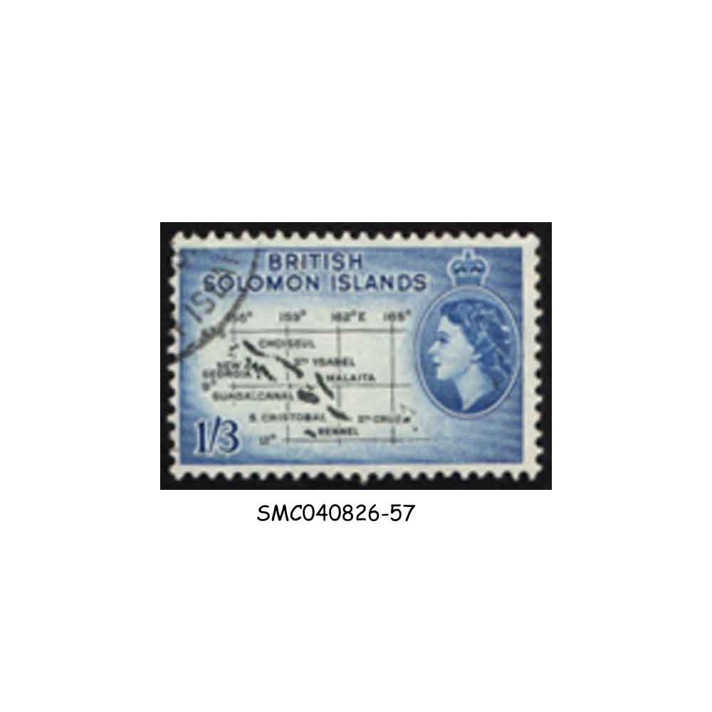 Stamps from BRITISH SOLOMON ISLANDS - 1960 1'3d QEII SCOTT#100 - 1V - USED