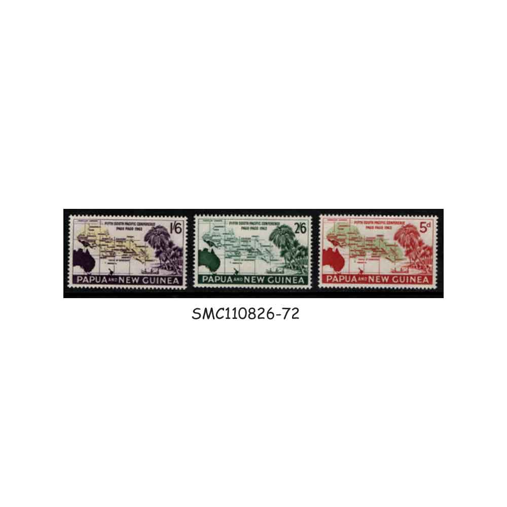 Stamps from PAPUA NEW GUINEA - 1962 5th SOUTH PACIFIC CONFERENCE - 3V - MINT NH