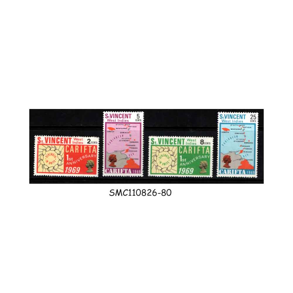 Stamps from ST. VINCENT - 1969 1st ANNIVERSARY OF CARIFTA - 4V - MINT NH