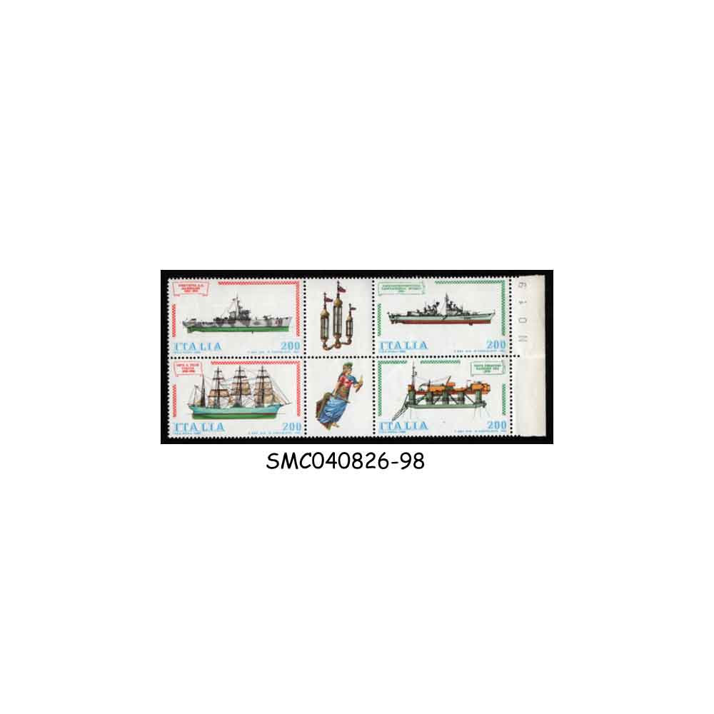 Stamps from ITALY - 1980 ITALIAN SHIPBUILDING / SHIP - BLOCK OF 4 - SE-TENANT - MINT NH