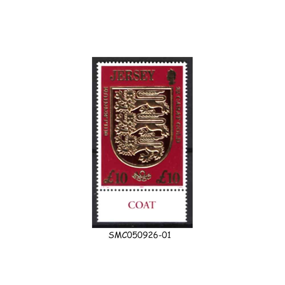 Stamps from JERSEY - 2000 NEW MILLENNIUM GOLD £10 DEFINITIVE - 1V MINT NH BELOW FACE VALUE