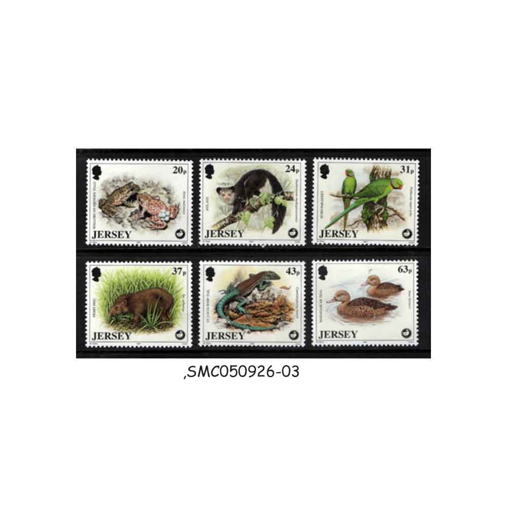 Stamps from JERSEY - 1997 WILDLIFE PRESERVATION TRUST / ANIMALS - 6V - MINT NH