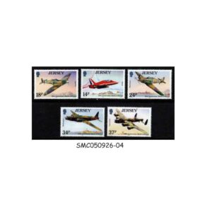 Stamps from JERSEY - 1990 50th ANNIVERSARY OF BATTLE OF BRITAIN / AVIATION - 5V MINT NH
