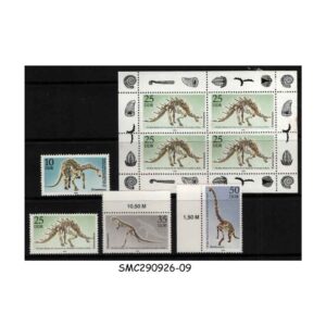 Stamps from GERMANY 1990 100yrs OF MUSEUM OF NATURAL HISTORY/DINOSAURS 4-STAMPS & 1-M/S MNH