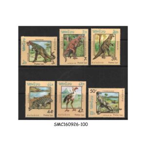 Stamps from LAOS - 1988 DINOSAURS / PREHISTORIC ANIMALS - 6V MINT NH