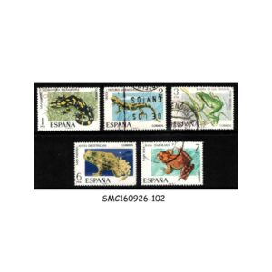 Stamps from SPAIN - 1975 REPTILES AND AMPHIBIANS - 5V - USED