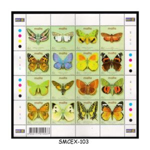 Stamps from MALTA - 2002 BUTTERFLIES & MOTHS - MIN. SHEET MINT NH
