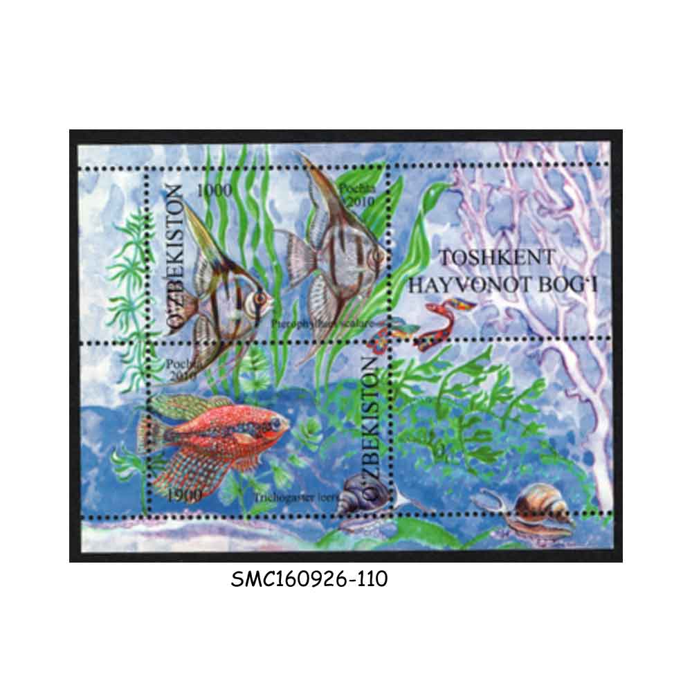 Stamps from UZBEKISTAN - 2010 AQUARIUM FISH - MINIATURE SHEET MINT NH