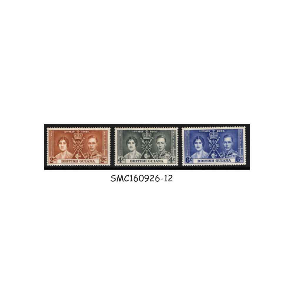 Stamps from BRITISH GUIANA - 1937 KGVI CORONATION - 3V - MINT HINGED