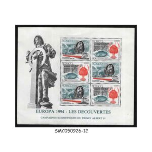 Stamps from MONACO - 1994 EUROPA - DISCOVERIES SCIENTIFIC CAMPAIGNS OF PRINCE ALBERT MIN. SHEET MINT NH