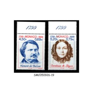 Stamps from MONACO - 1999 FAMOUS AUTHORS - BALZAC & SEGUR - 2V - MINT NH