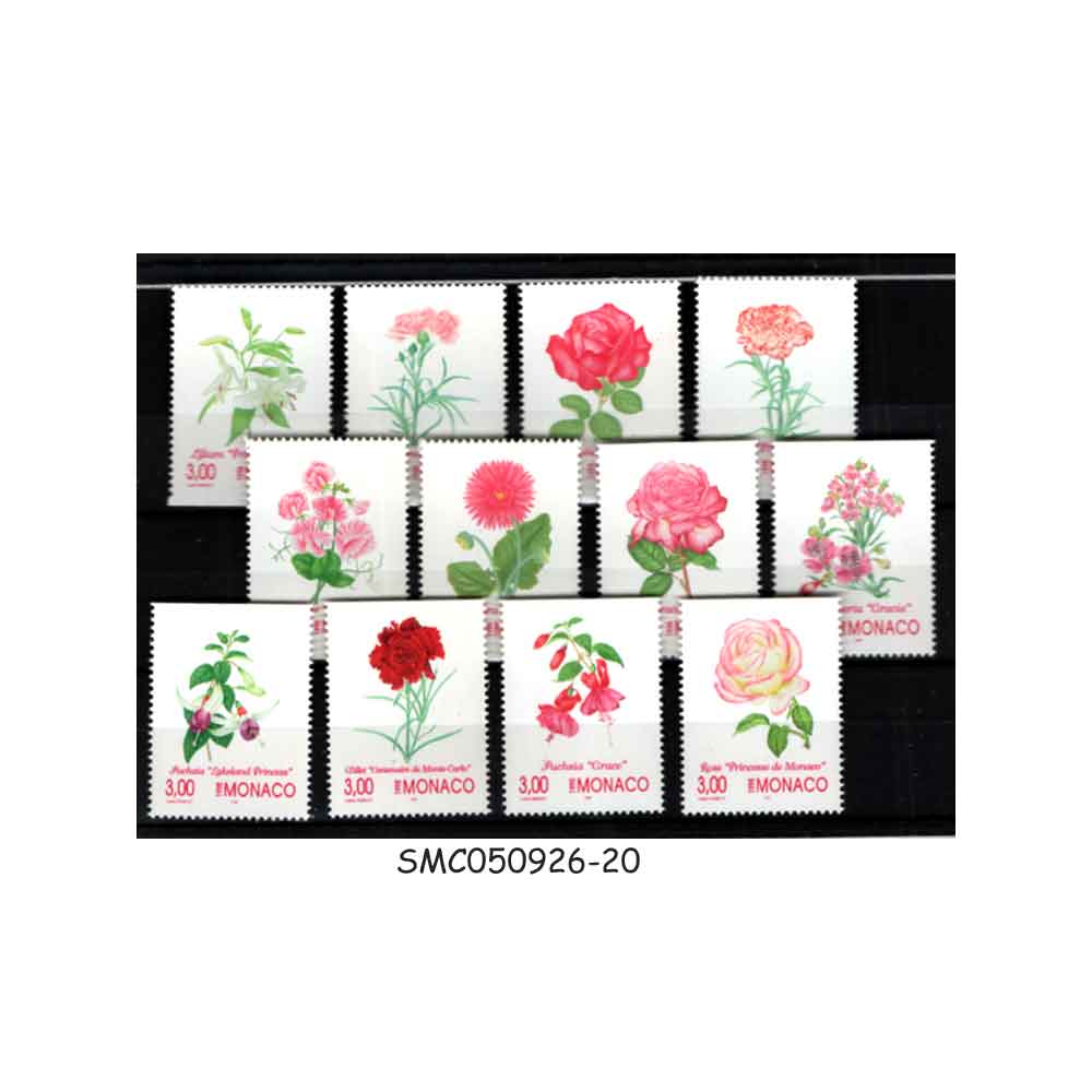 Stamps from MONACO - 1995 FLOWERS / ROSES PLANTS - 12V - MINT NH