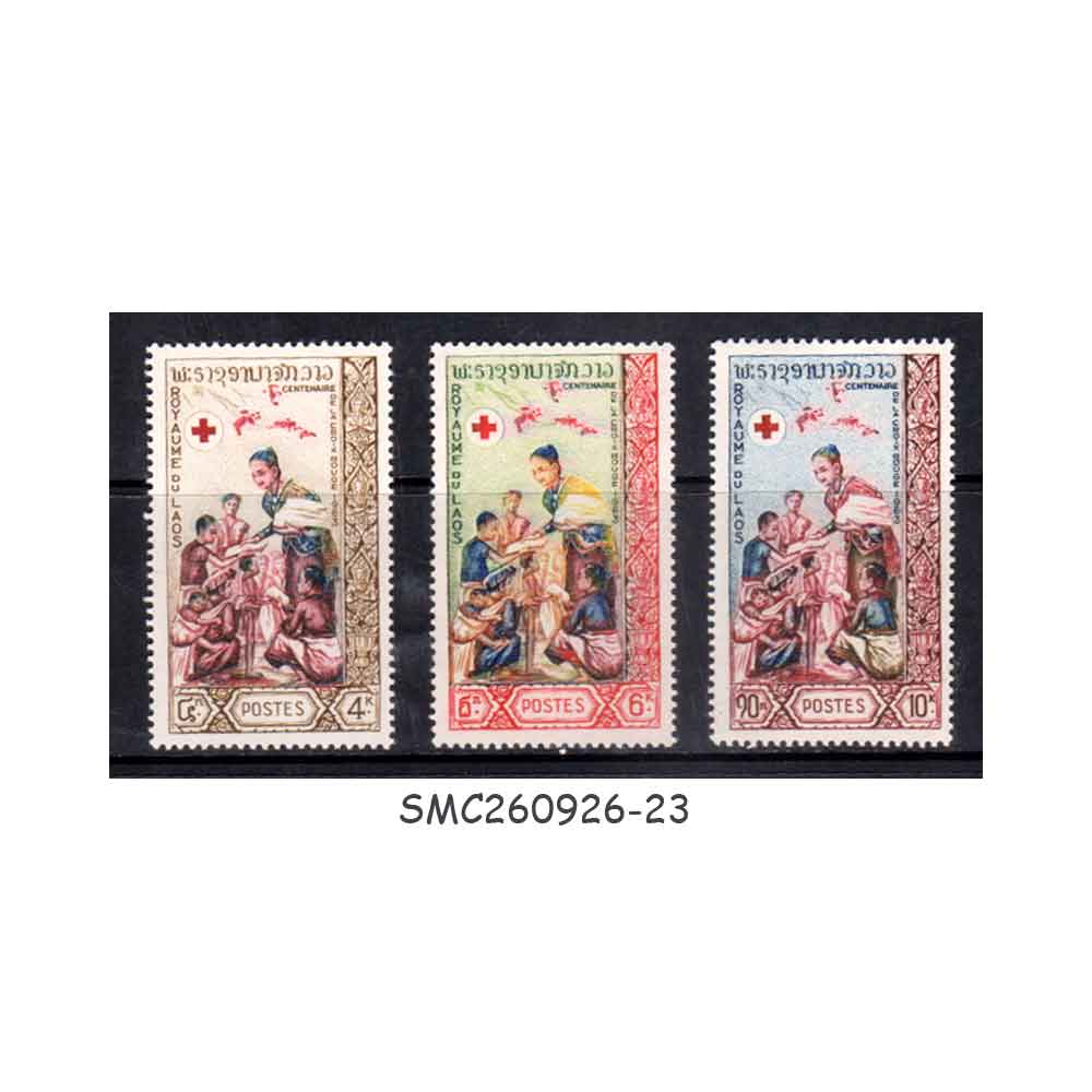 Stamps from LAOS - 1963 RED CROSS CENTENARY SCOTT#85-87 - 3V - MINT LH