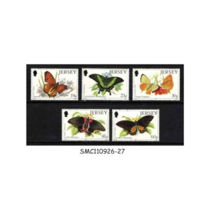 Stamps from JERSEY - 1995 BUTTERFLIES / INSECTS - 5V - MINT NH