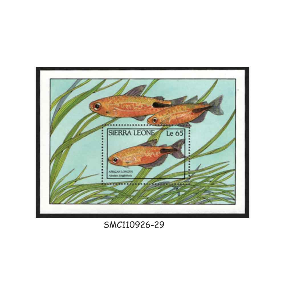 Stamps from SIERRA LEONE - 1988 AFRICAN LONGFIN / FISH - MIN. SHEET MINT NH