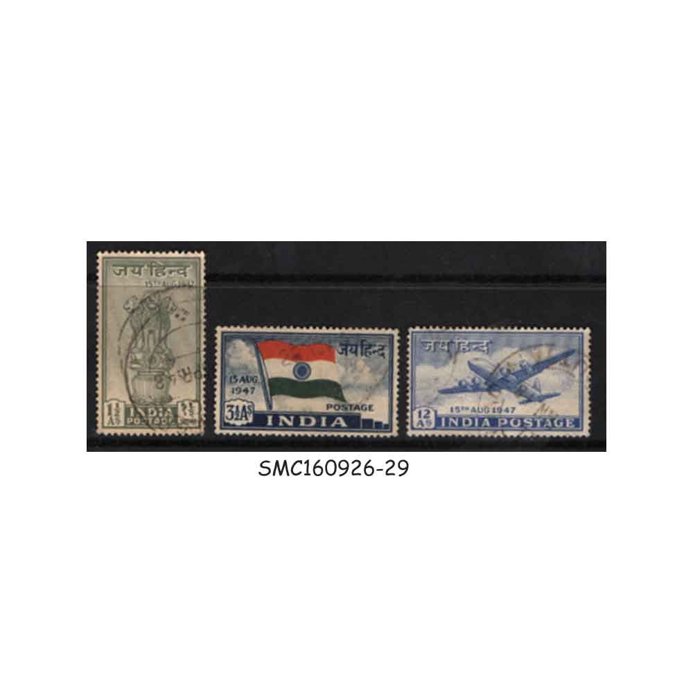Stamps from INDIA - 1947 INDEPENDENCE SERIES SG#301-303 - 3V - USED