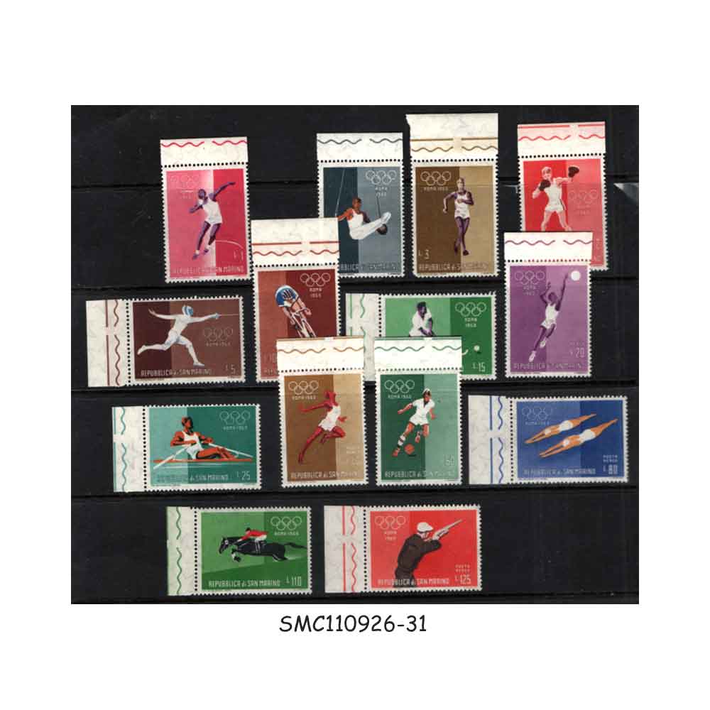 Stamps from SAN MARINO - 1960 17th OLYMPIC GAMES, ROME - 14V - MINT NH