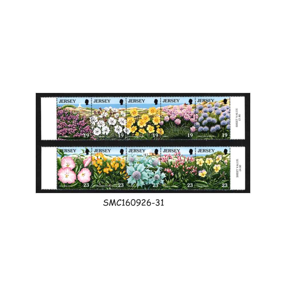 Stamps from JERSEY - 1995 CONSERVATION : WILD FLOWERS - 10V - MINT NH