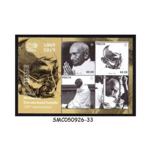 Stamps from MALTA - 2019 150th BIRTH ANNIVERSARY OF MAHATMA GANDHI - MIN. SHEET MINT NH