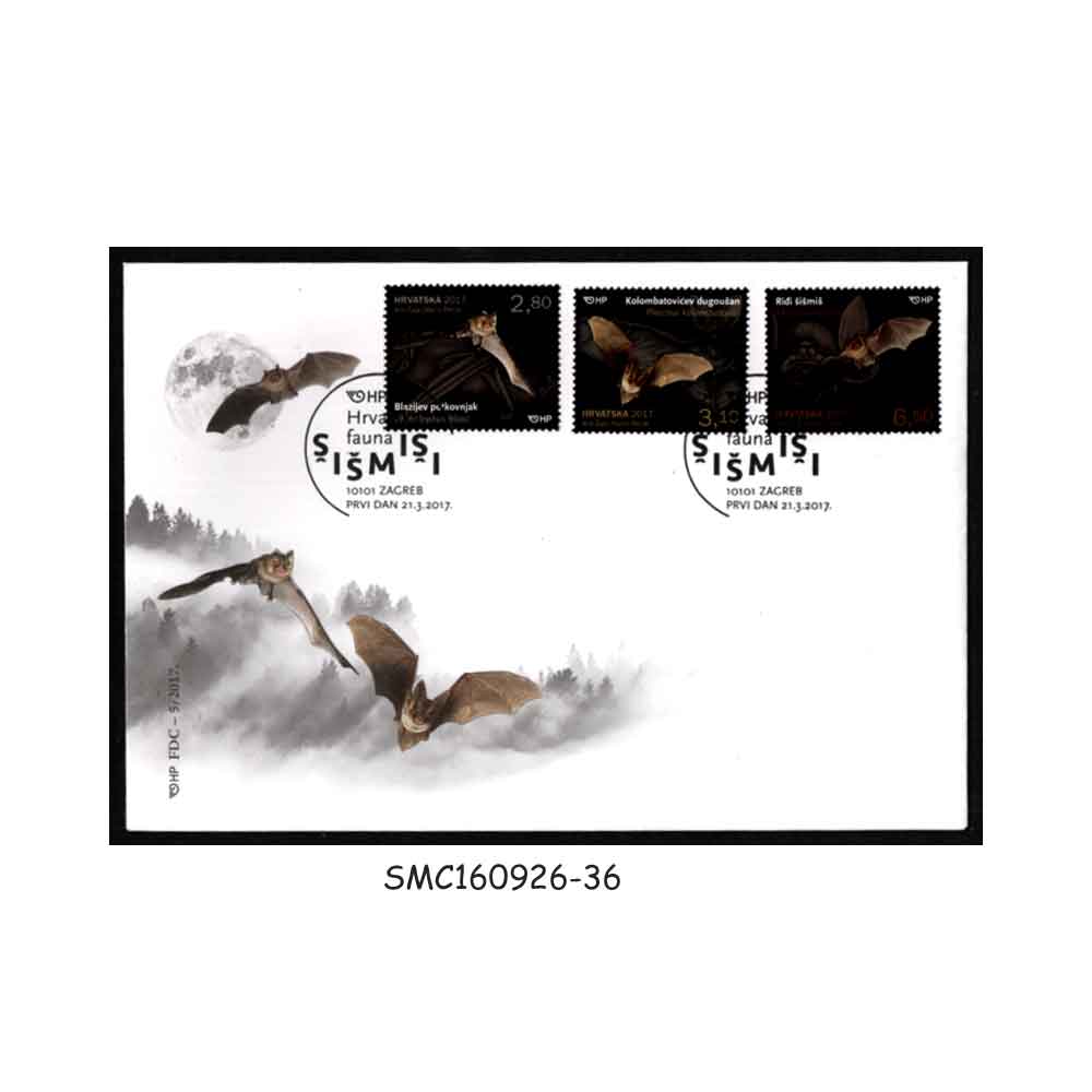 Stamps from CROATIA - 2017 CROATIAN FAUNA / BATS - FDC